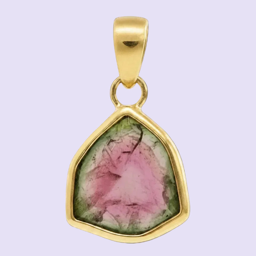 "Drachenherz" Gold - Wassermelonen Turmalin Anhänger