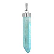 Blue Moon - Aqua Aura Kristall-Anhänger in 925 Silber-Fassung