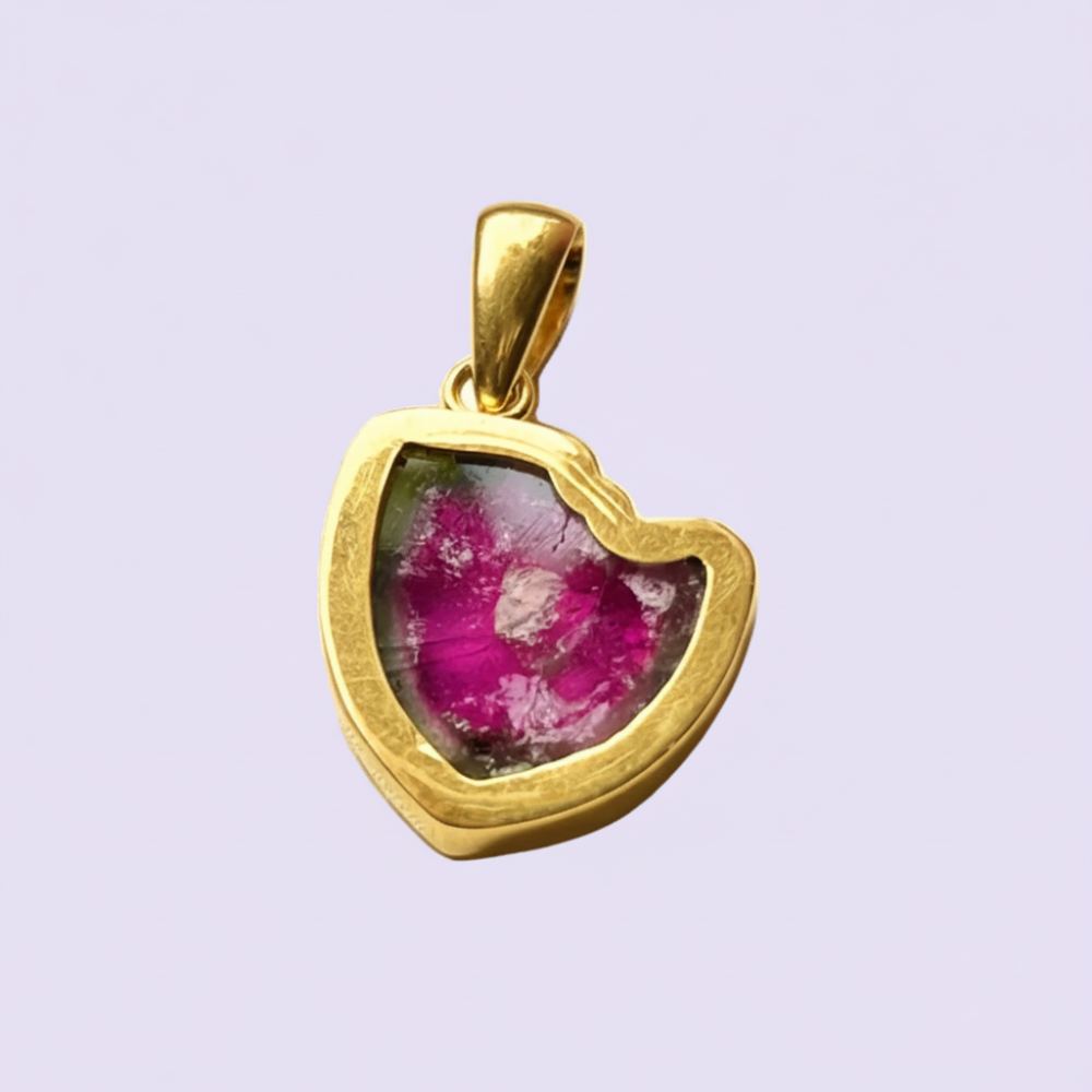 "Dragon Heart" Gold - Watermelon Tourmaline Pendant