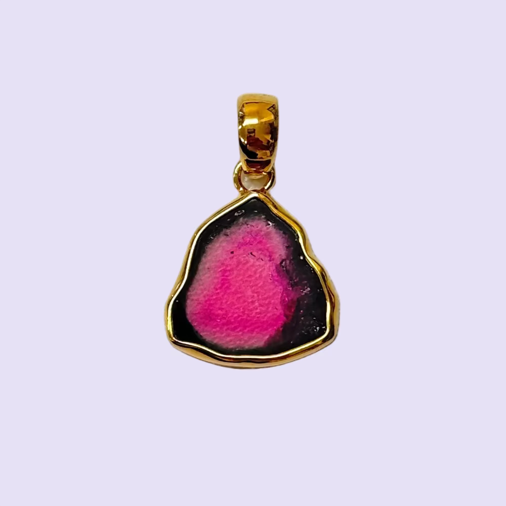 "Drachenherz" Gold - Wassermelonen Turmalin Anhänger