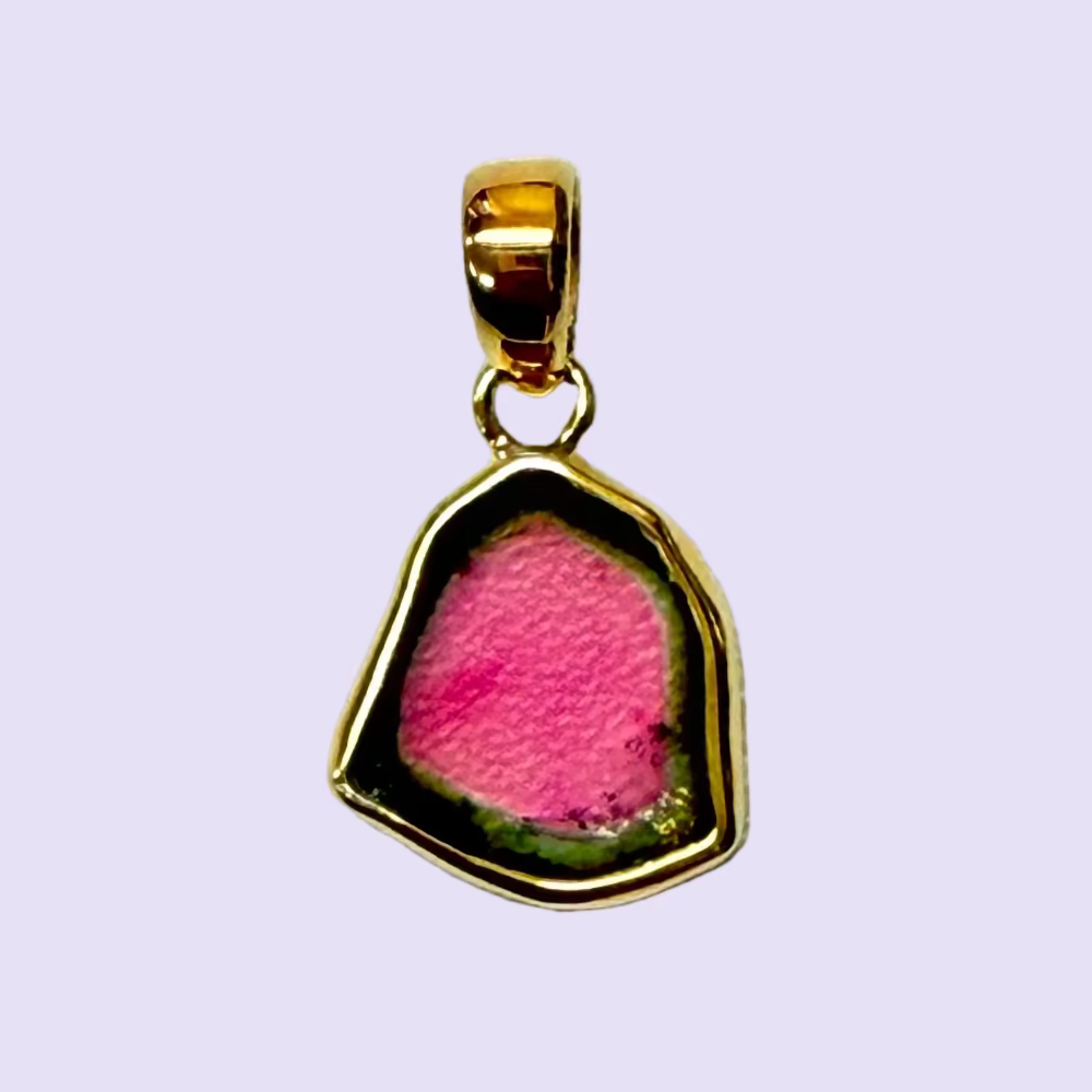 "Dragon Heart" Gold - Watermelon Tourmaline Pendant