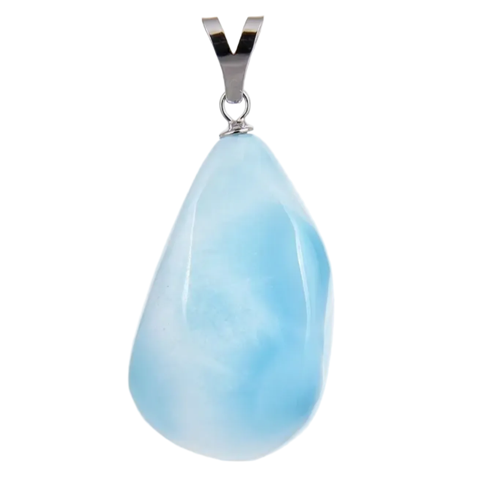 Larimar Anhänger, Trommelstein 3 cm, 925 Silberöse