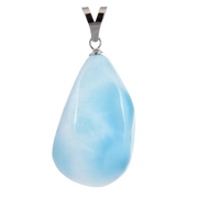 Larimar Anhänger, Trommelstein 3 cm, 925 Silberöse