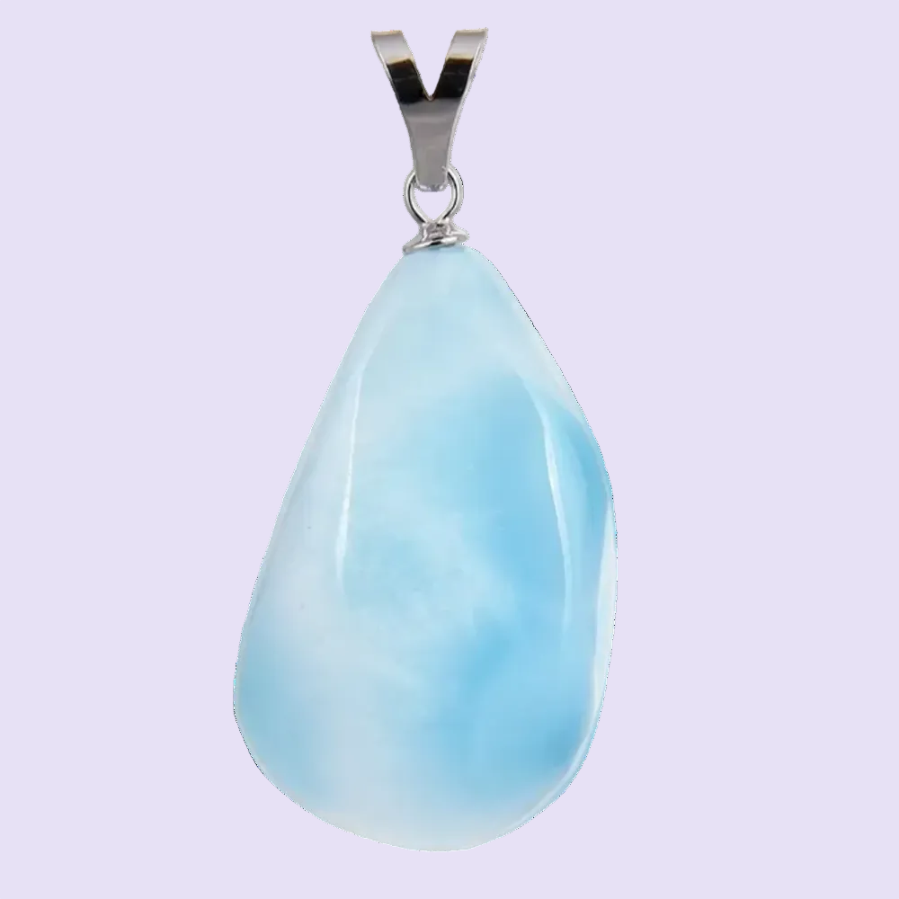 Offenheit - Larimar Anhänger, 3 cm, 925 Silberöse