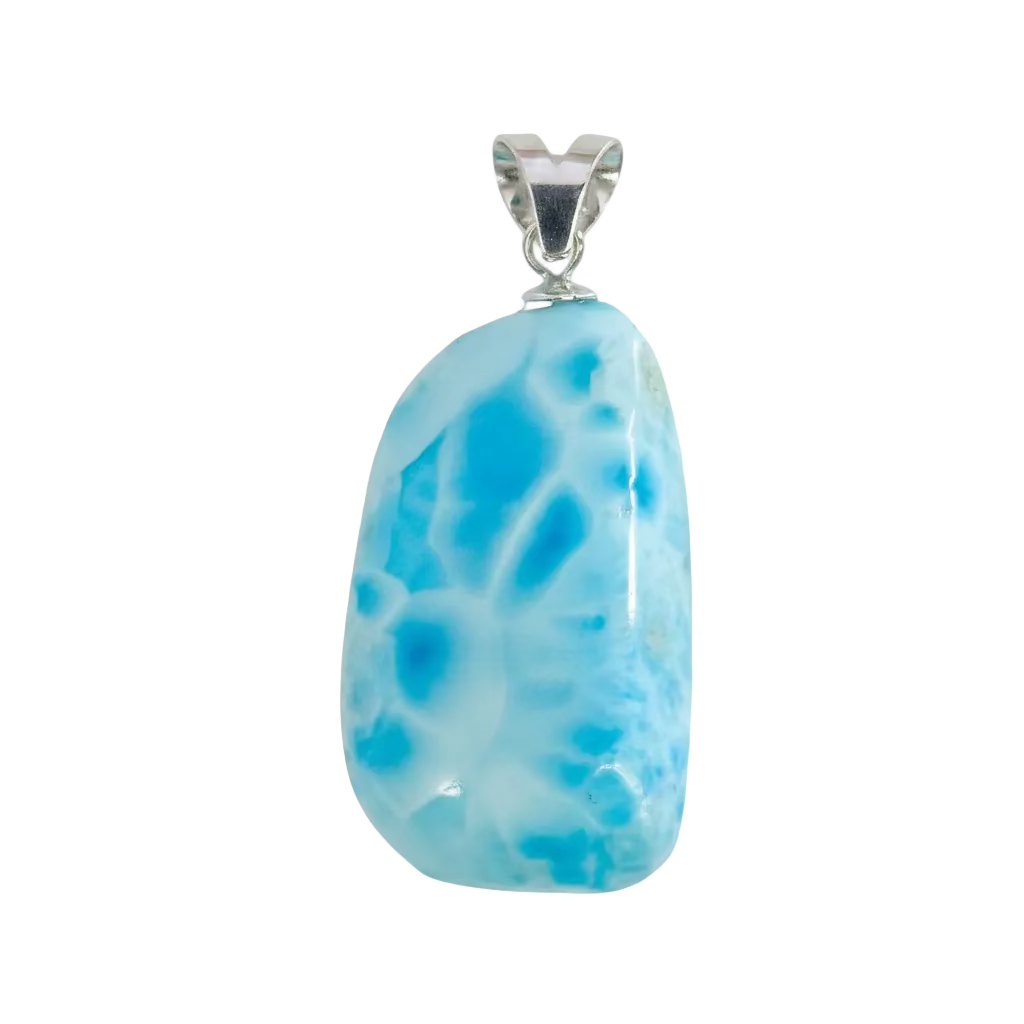 Abertura - Pendente de Larimar, 3 cm, argola em prata 925