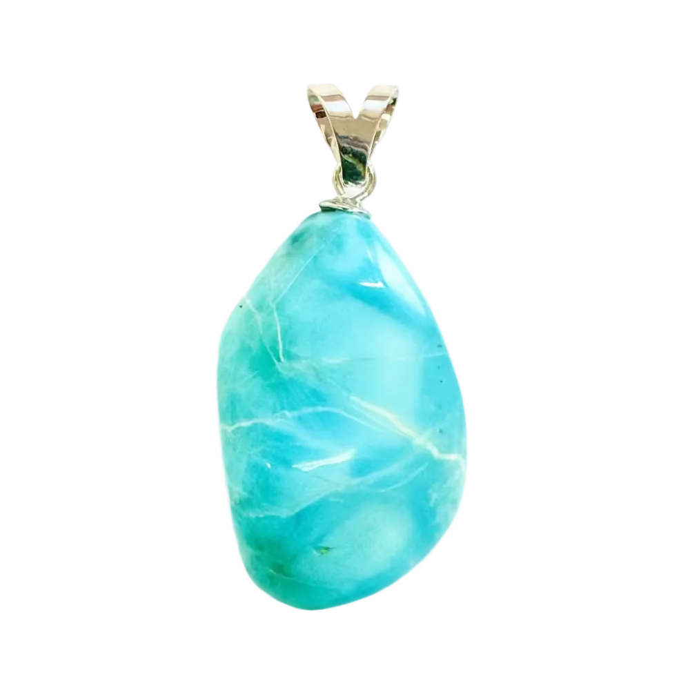 Offenheit - Larimar Anhänger, 3 cm, 925 Silberöse