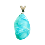 Offenheit - Larimar Anhänger, 3 cm, 925 Silberöse