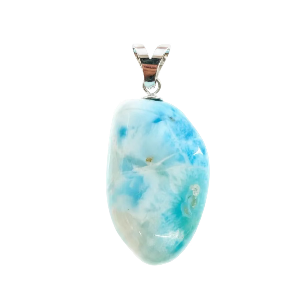 Offenheit - Larimar Anhänger, 3 cm, 925 Silberöse