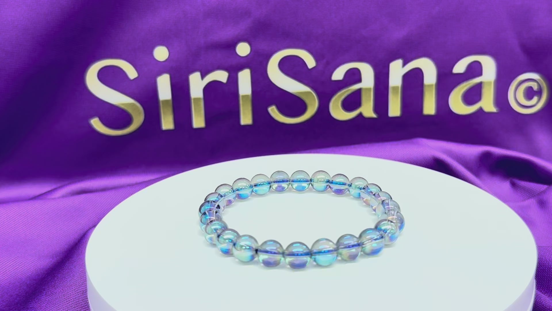 Load video: Ascension - Blue Aqua Aura Bracelet 8mm