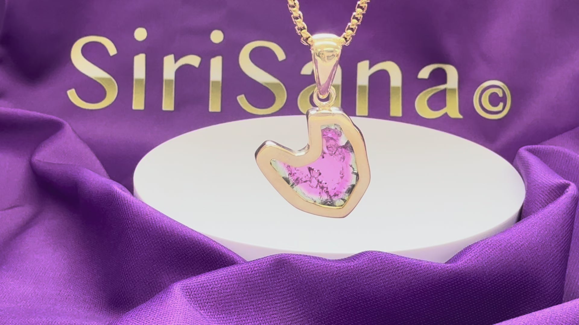 Load video: "Dragon Heart" Gold - Watermelon Tourmaline Pendant
