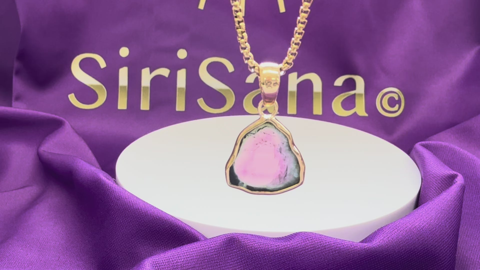 Load video: "Dragon Heart" Gold - Watermelon Tourmaline Pendant