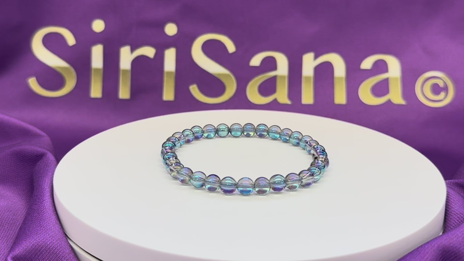 Load video: Nirmala - Rainbow Crystal Blue Bracelet 6mm