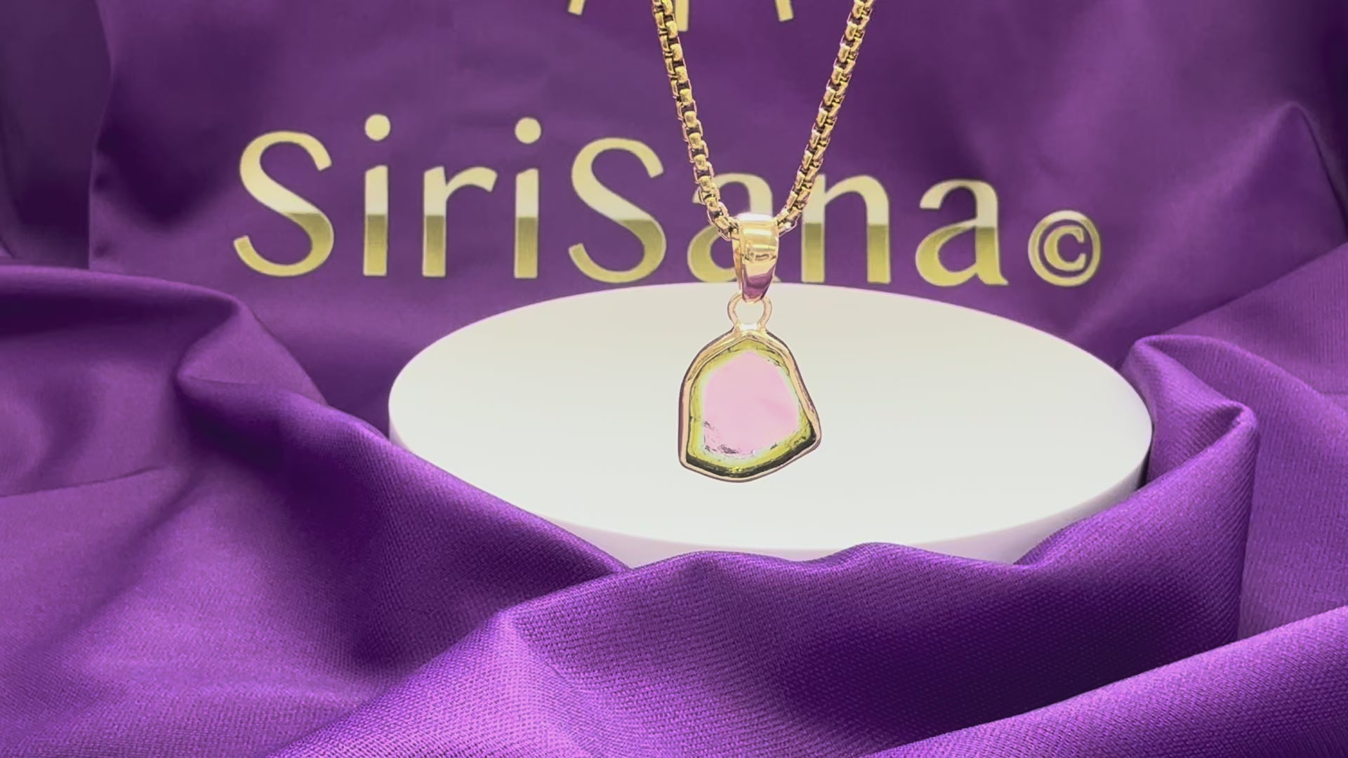 Load video: "Dragon Heart" Gold - Watermelon Tourmaline Pendant